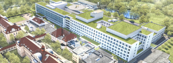 Aus der Vogelperspektive ist der künftige Zentralbau 2 visualisiert.